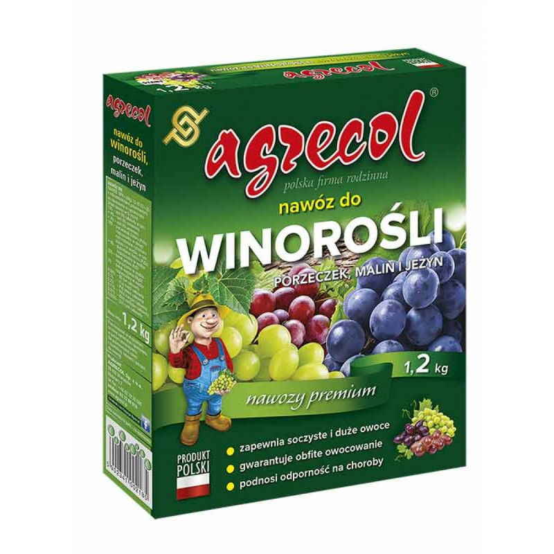 Добриво Agrecol ддя винограду, малини і смородини Вага : 1,2 кг