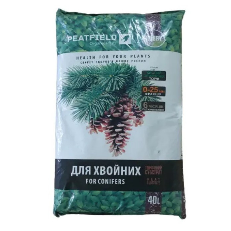Субстрат торфяной PEATFIELD для хвойных растений Объем : 40 л